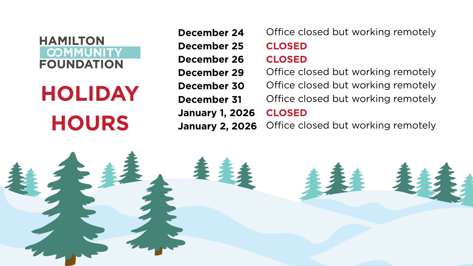 HOLIDAY HOURS